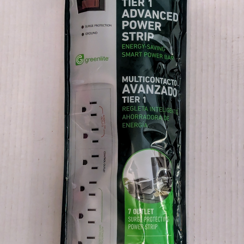 Greenlite Tier 1 Advance Power Strip 7 Outlet 3 Ft Cord 1440 Joules Surge Protec